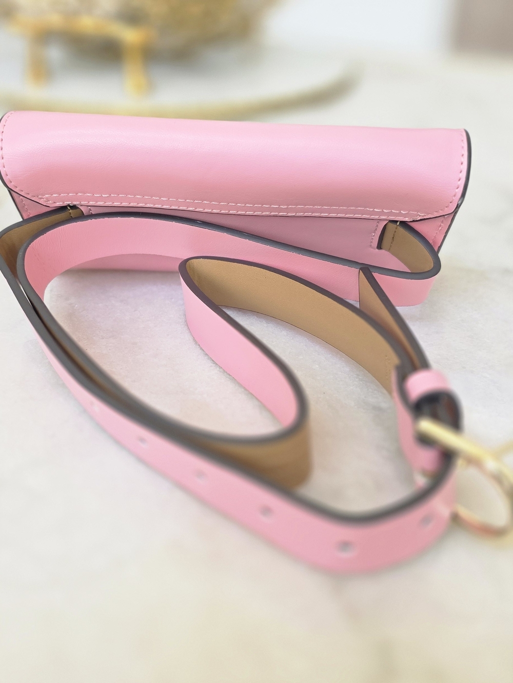Kate Spade New York Pink Bow Belt Bag Adjustable Genuine Leather - Picture 3 of 14